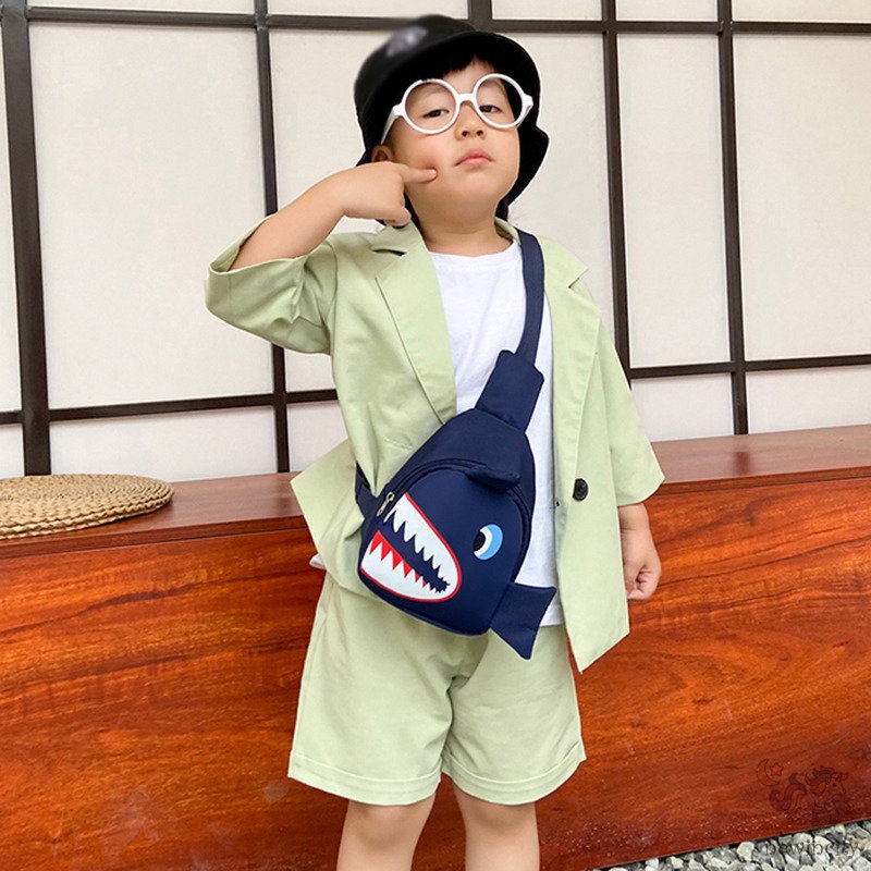 Túi Đeo Chéo Hình Cá Mập Hoạt Hình Dễ Thương Cho Bé