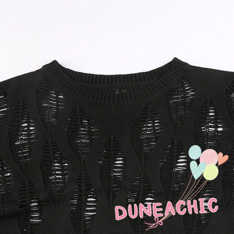 DUNEA Áo Kiểu Tay Dài Cổ Tròn Dáng Rộng Thiết Kế Quyến Rũ Cho Nữ