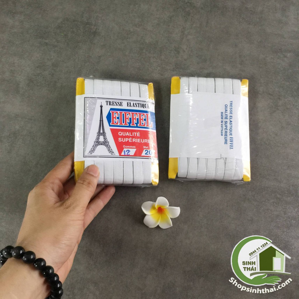 Vỉ 20 mét dây thun luồn quần, tép dây chun bản rộng 12mm màu trắng