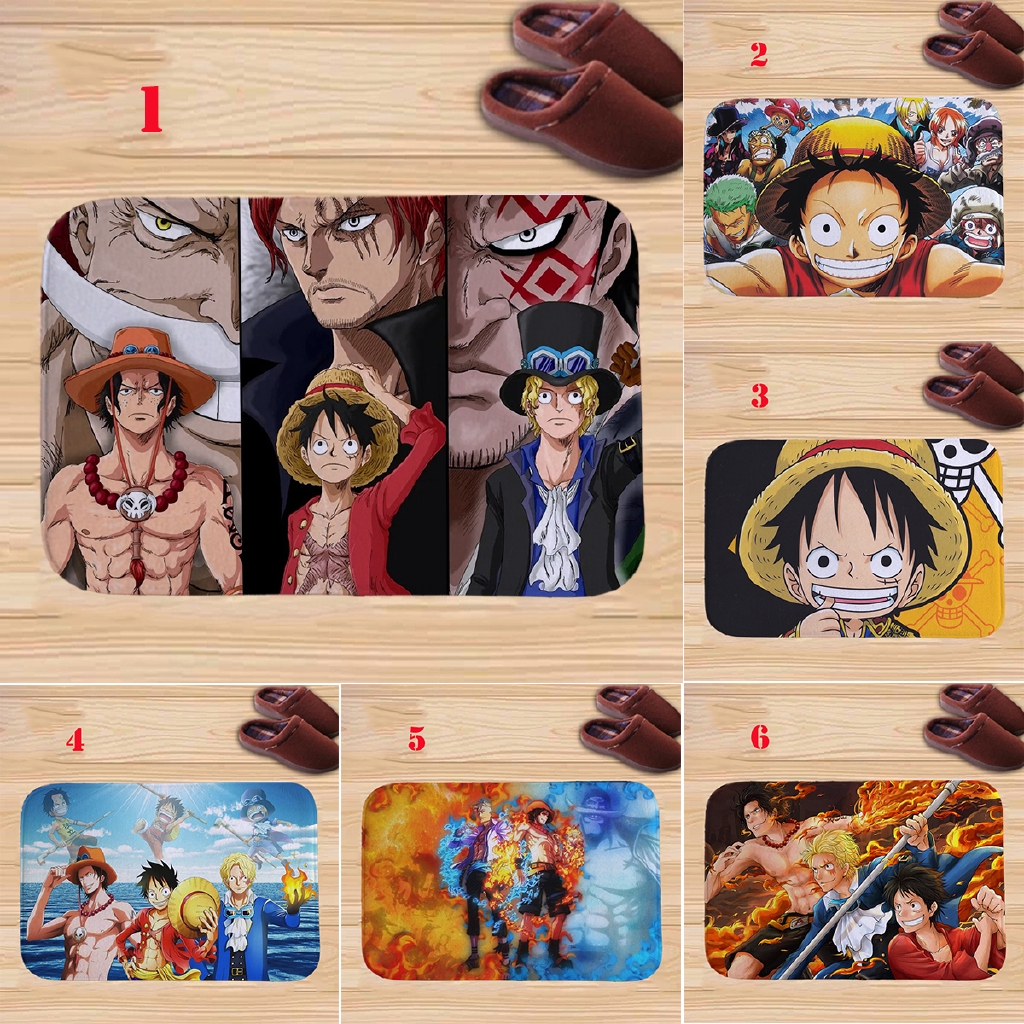 Thảm Lót Sàn Nhà Bếp / Nhà Tắm Vải Flannel Mềm Chống Trượt In Hoạt Hình One Piece Luffy