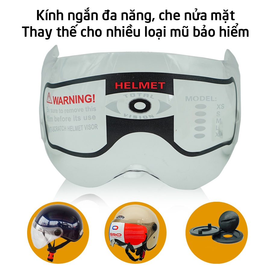 Kính gắn mũ bảo hiểm đa năng, loại che nửa mặt, dùng được cho mọi loại mũ bảo hiểm (Kính Amby Helmet ngắn)