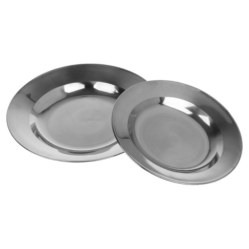 Khay Tròn Bằng Thép Không Gỉ Đựng Thức Ăn Cho Cắm Trại Ngoài Trời