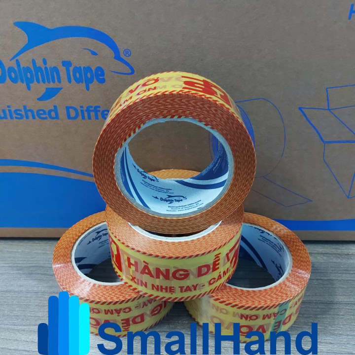 Băng dính in chữ quy cách 48mm x 100Y – Nhãn hiệu Dolphin – Dùng đóng gói hàng hoá chú ý khi vận chuyển