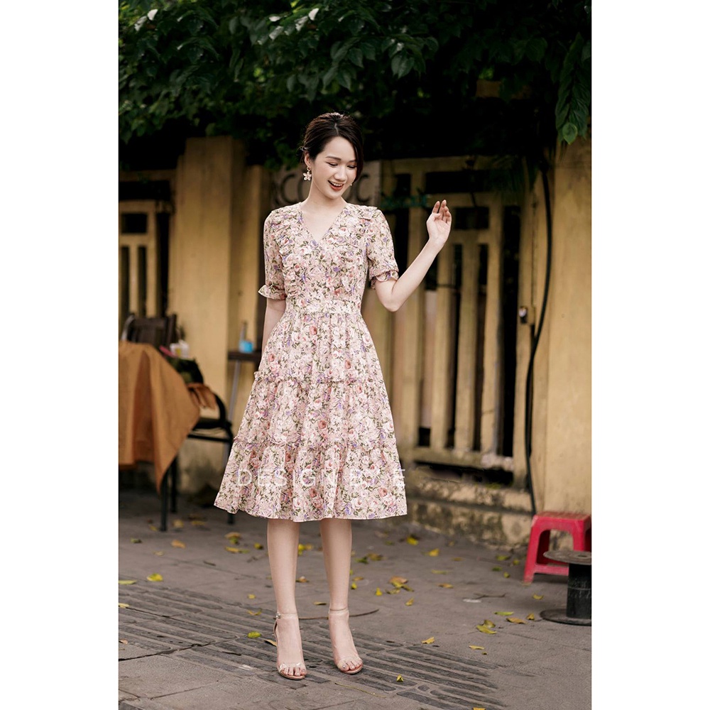 Váy Hoa Rối Bèo 3 Tầng Lụa Voan Ly Bui DH046