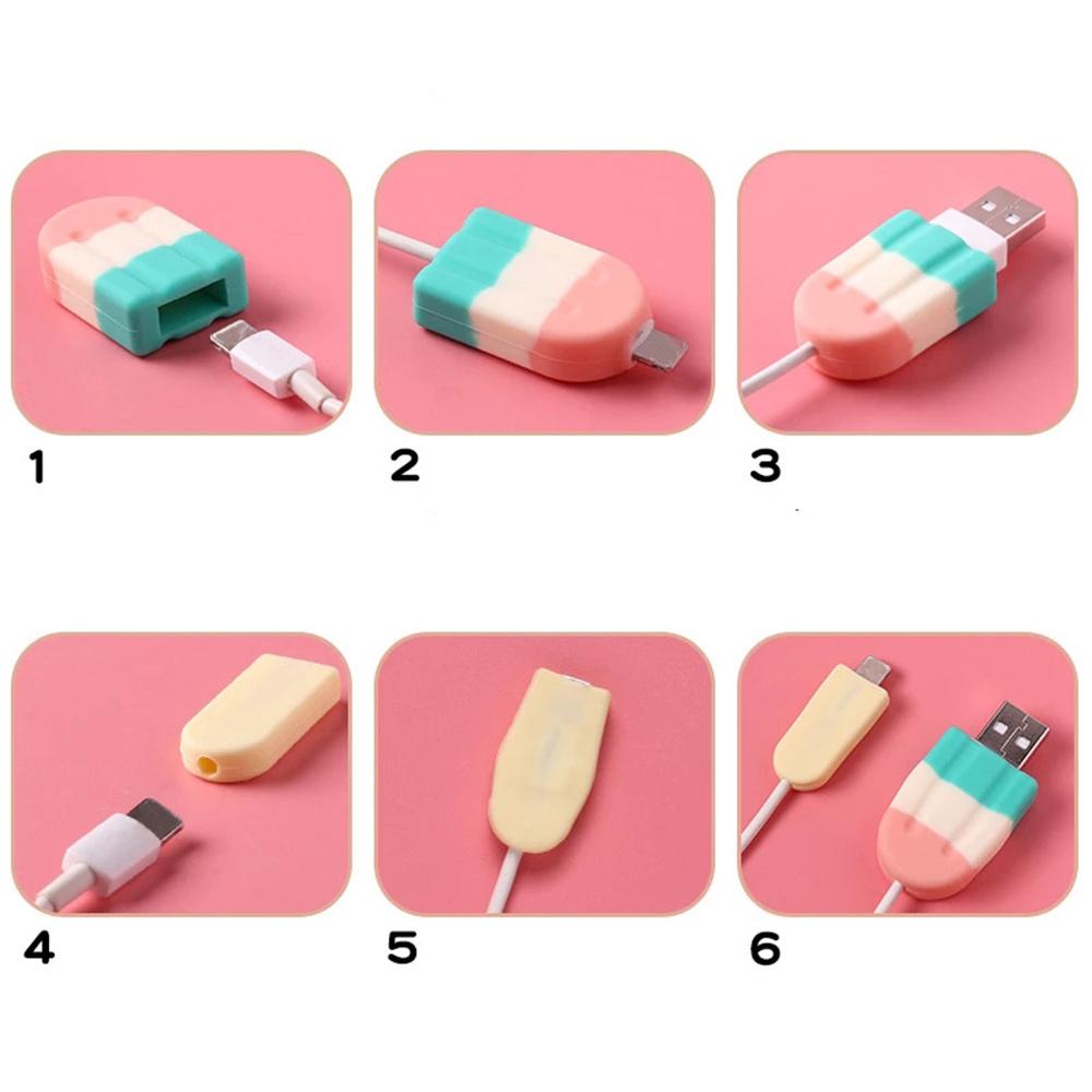 Glenes Dụng Cụ Quấn Bảo Vệ Dây Cáp Sạc USB Hình Que Kem