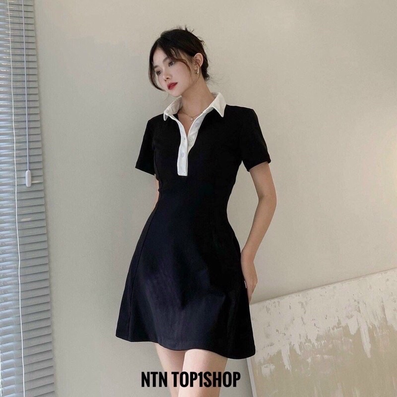 (có quà tặng) váy polo dáng xoè tay ngắn 👗