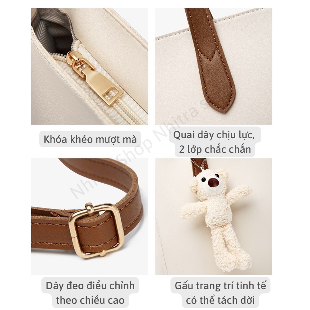 Túi tote da, túi xách công sở nữ A4 đựng vừa Laptop 14 inch Bảo Hành 6 tháng