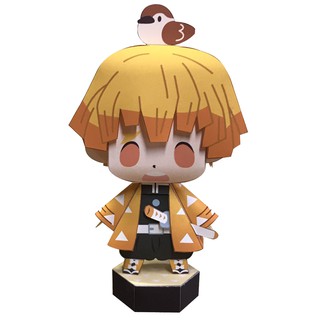 (Đọc kĩ mô tả) 02 - Mô hình giấy tự làm Agatsuma Zenitsu [Demon Slayer/ Kimetsu no Yaiba] có kèm hộp trang trí