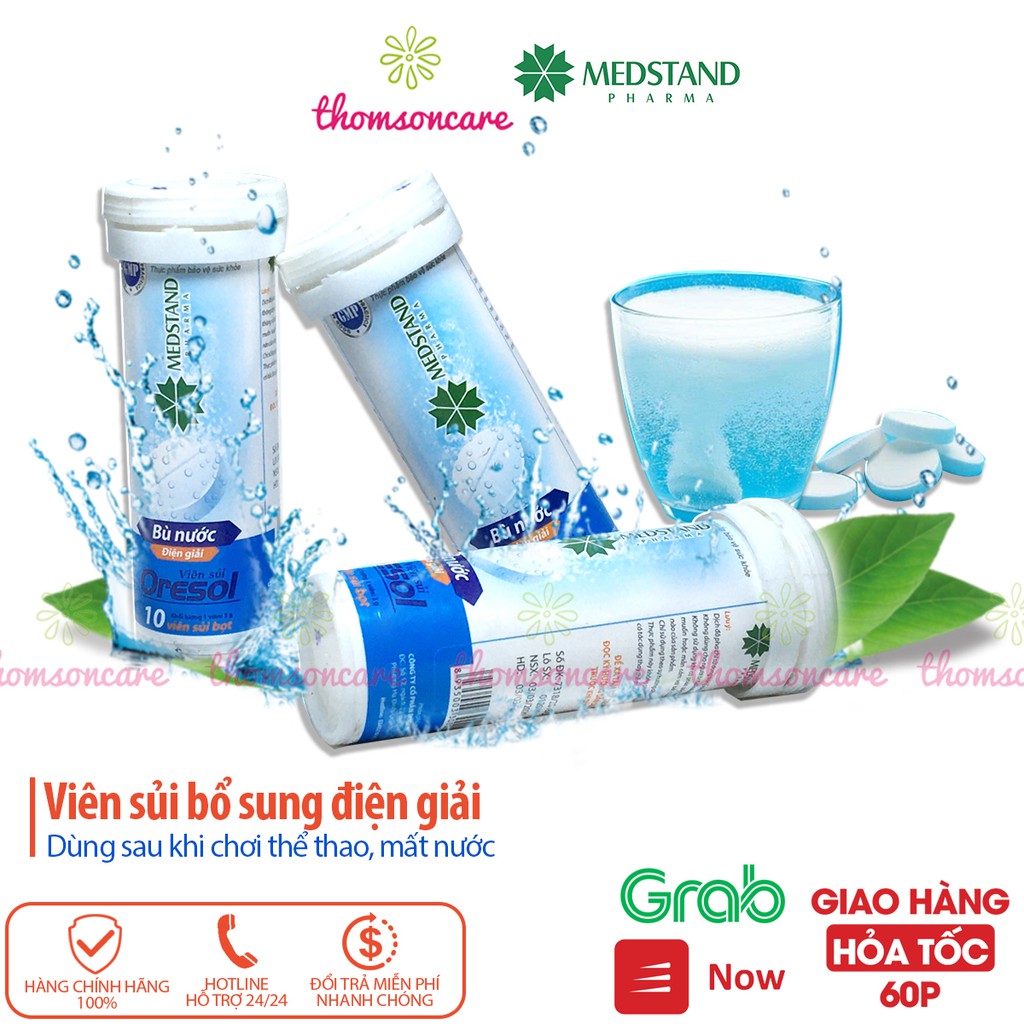 Viên sủi bù nước và chất điện giải Oresol Medstand - dùng sau khi chơi thể thao, bị sốt, mất nước - Tuýp 10 viên