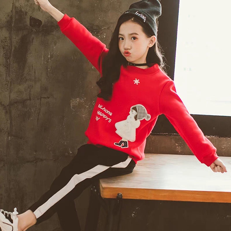 Áo Sweater Dày Tay Dài In Hình Mèo Hoạt Hình Thời Trang Thu Đông Dành Cho Bé Gái