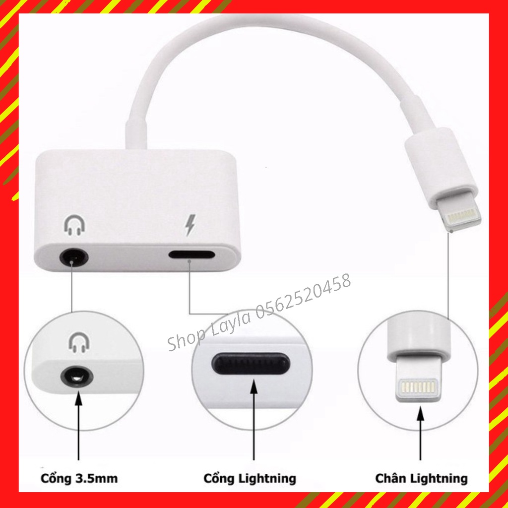 💠CAO CẤP💠 Cáp chuyển đổi cổng IPsang Jack tai nghe 3.5-Cáp chuyển đổi tai nghe cho ip
