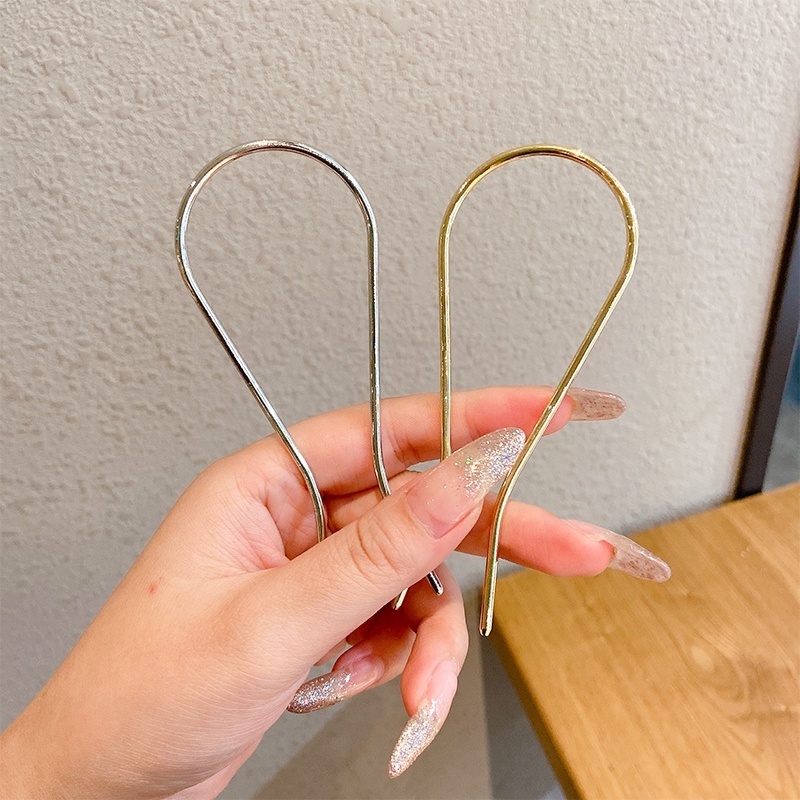 Kẹp Tóc Hình Chữ U Bằng Hợp Kim Màu Sắc Đơn Giản Phong Cách Hàn Quốc Cho Nữ