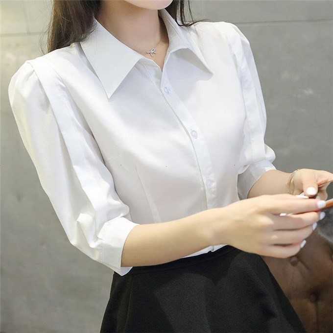 ÁO SƠ MI CÔNG SỞ NỮ TAY VIỀN KIỂU
