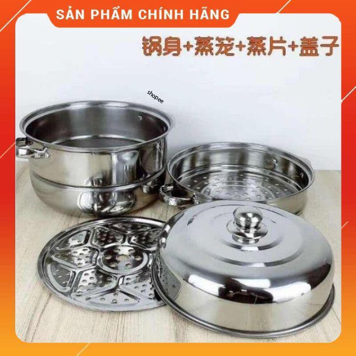 Nồi hấp inox 3  tầng hiện đại kích thước lớn, có thể sử dụng trên mọi loại bếp . [FREESHIP]