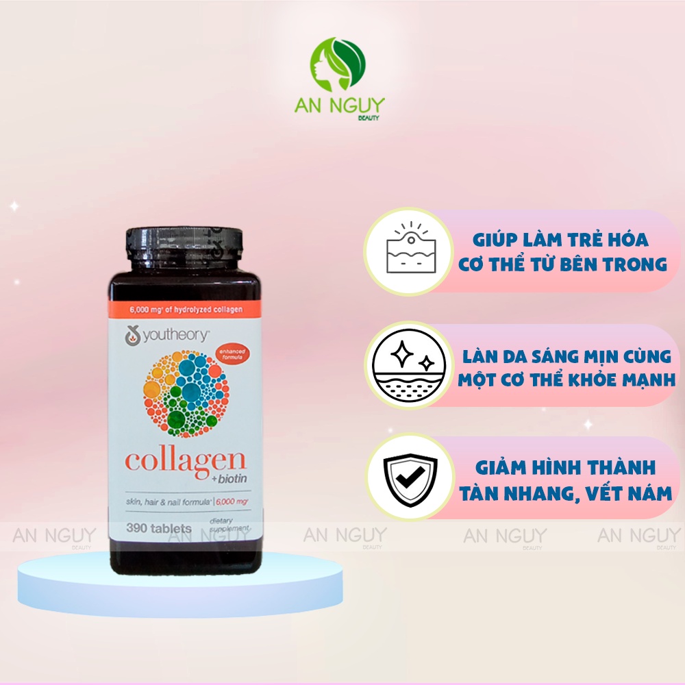 Viên bổ sung Collagen + Biotin Youtheory 390 viên