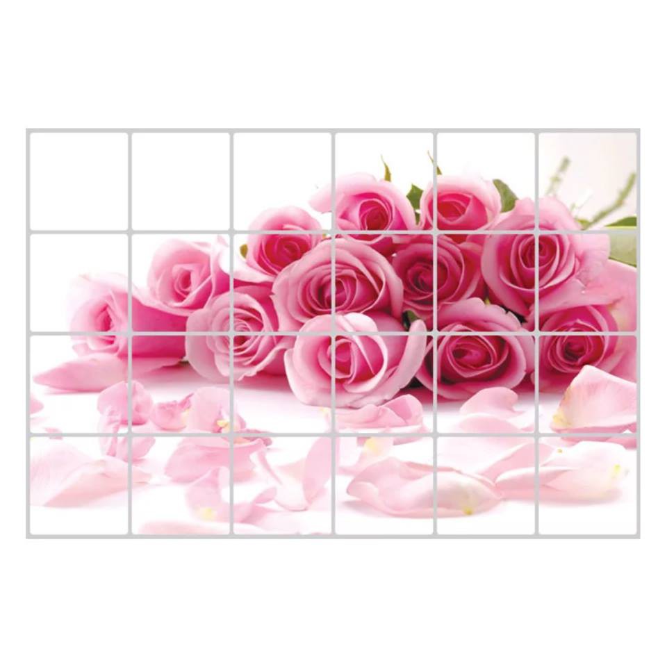 Decal dán bếp tráng nhôm cách nhiệt size lớn - đóa hoa hồng