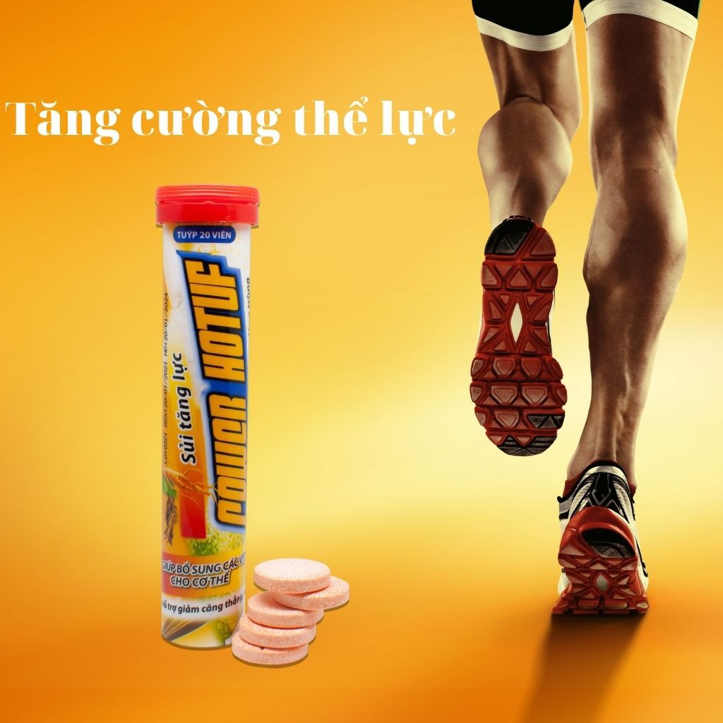 C sủi, viên sủi tăng lực( CAO CẤP ) POWER HOTUF 20 viên/tuýp tinh chất nhân sâm và nấm đông trùng tăng cường sức khỏe | BigBuy360 - bigbuy360.vn