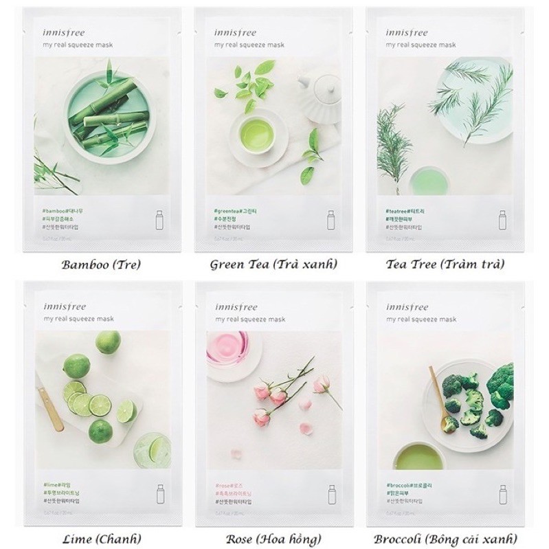 Combo 100 nạ innisfree mix nhiều vị cho khách sĩ - mặt nạ giấy Hàn Quốc - innisfree my real squeeze mask