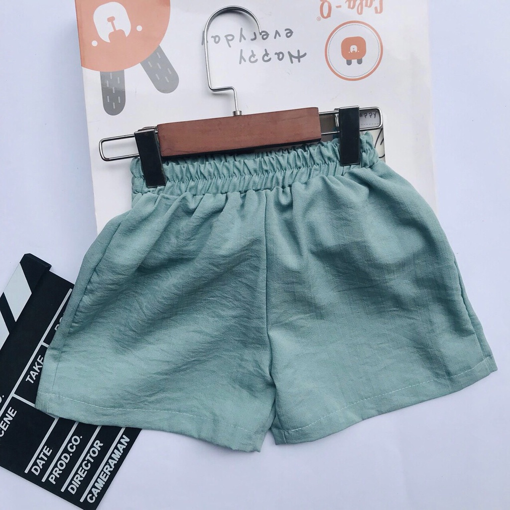 Quần Short Bé Trai Quần Short Bé Gái Chất Đũi Xước Nhẹ Mát Thấm Hút Mồ Hôi Size 10-35kg