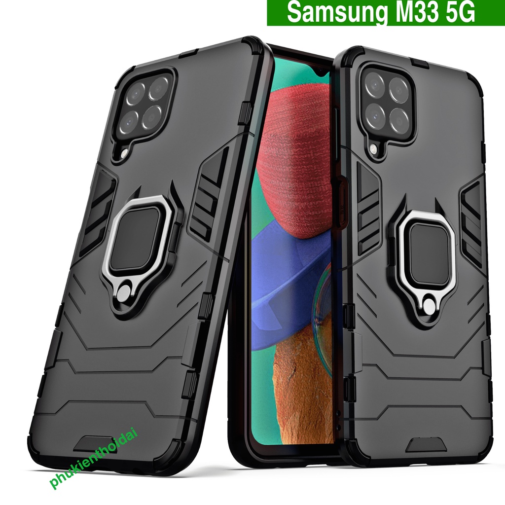 Ốp lưng Samsung M33 5G Iron Man Iring chống sốc giá đỡ xem nhựa PC cứng viền dẻo