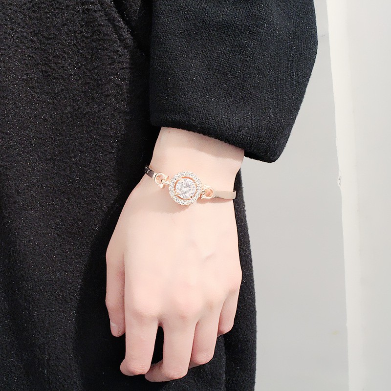 Bracelet Size Adjustable Rose Gold Alloy Material Fashionable Stone Applique