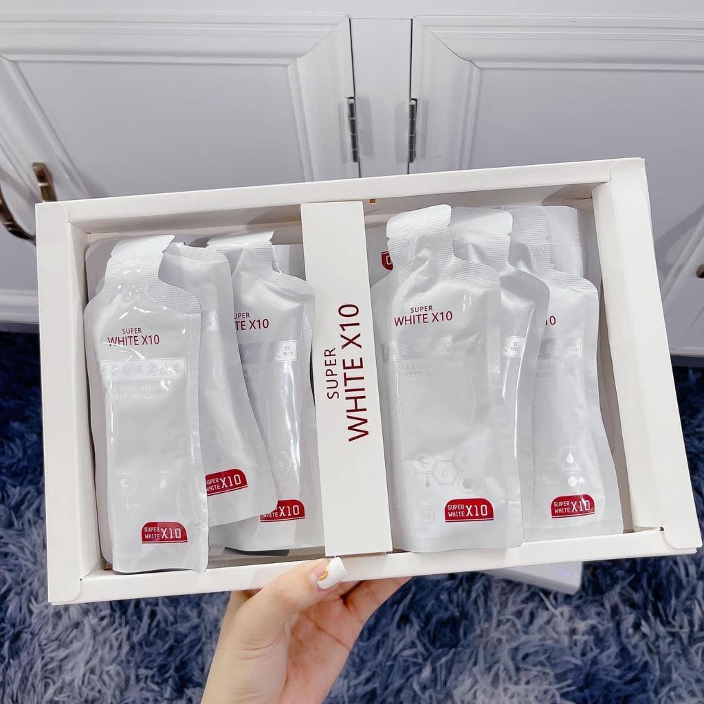 Nước Uổng Bổ Sung Collagen Super White X10 Collagen Yến Trắng Da Dạng Túi Hộp 10 Gói