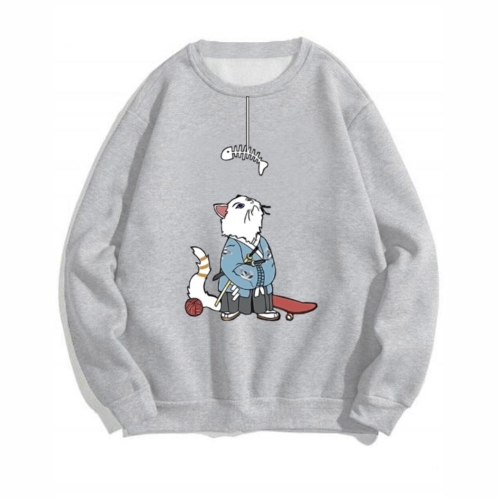 ÁO SWEATER UNISEX NAM NỮ  FORM RỘNG, CHẤT NỈ BÔNG DÀY DẶN CAP CẤP in HÌNH LÃO MÈO SIÊU CUTE