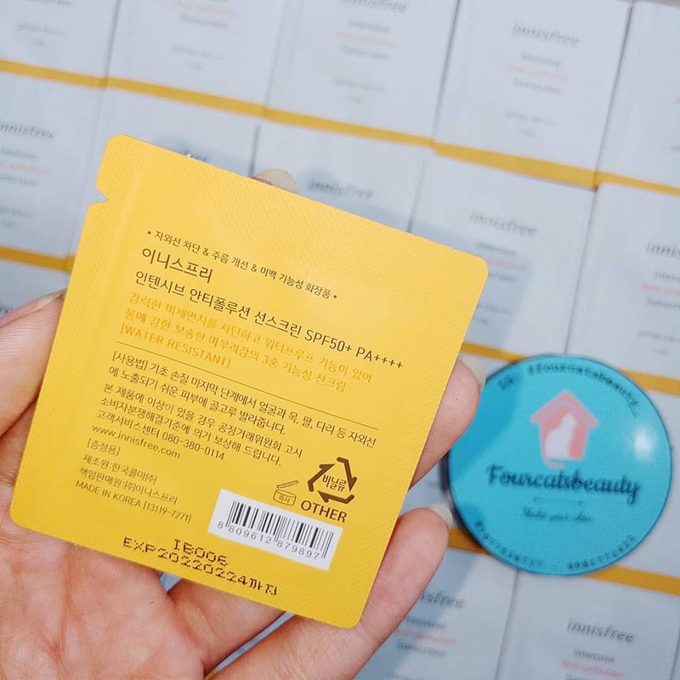 Sample 1ml Kem Chống Nắng, Chống Trôi, Chống Tác Nhân Ô Nhiễm Innisfree Intensive Anti-Polution