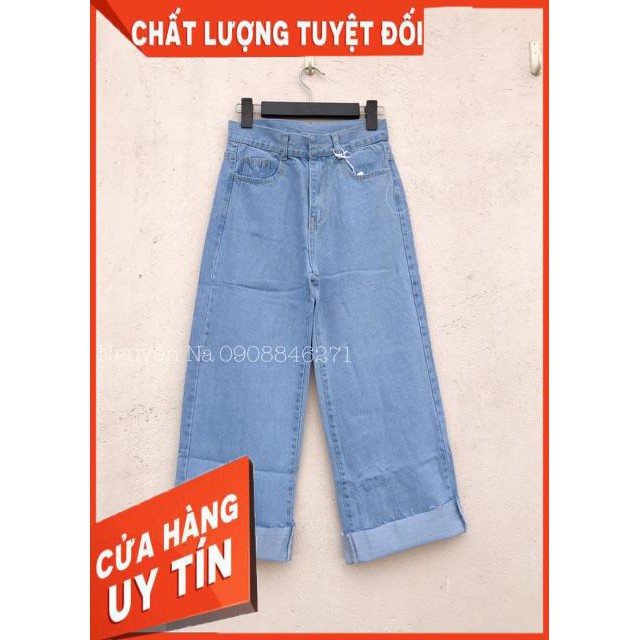 Quần jeans ống rộng gấp lai 2 màu đậm- nhạt | WebRaoVat - webraovat.net.vn