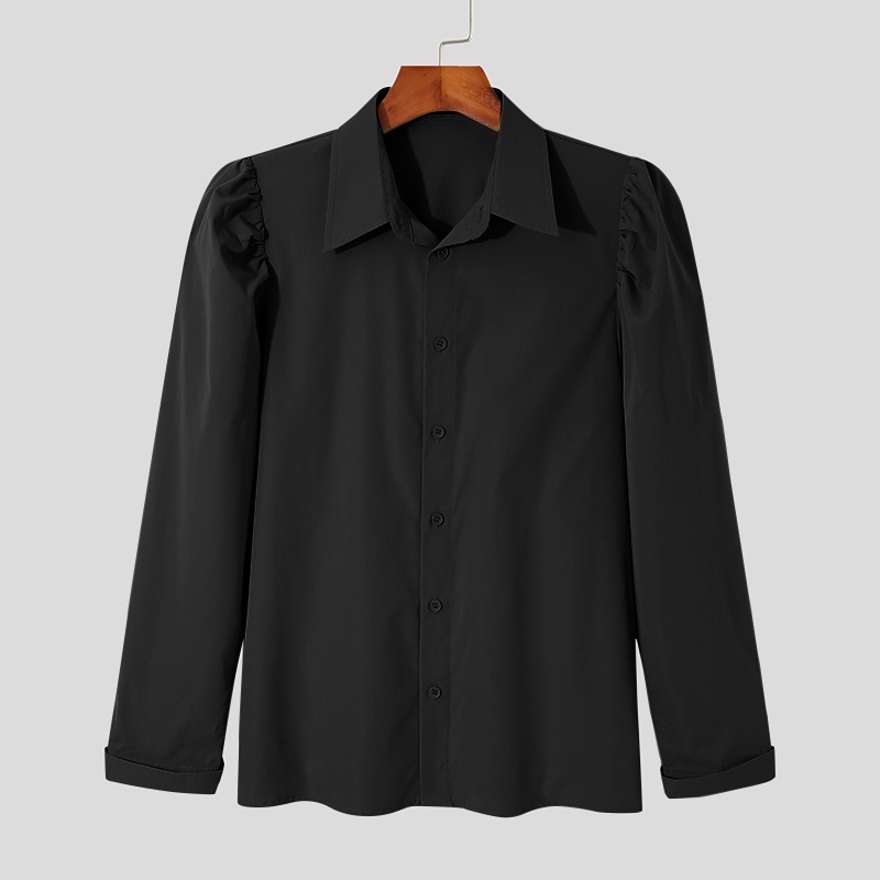 Áo sơ mi INCERUN tay dài phồng cổ bẻ cài nút thời trang cho nam