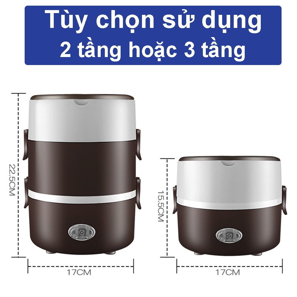 Hộp cơm cắm điện hâm nóng ruột INOX cao cấp, Hộp cơm cắm điện văn phòng sang trọng tiện lợi dễ sử dụng