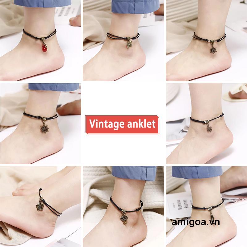 ✨✨Lắc Chân Dây Bện Màu Đen Thời Trang Cá Tính Cho Nam Và Nữ