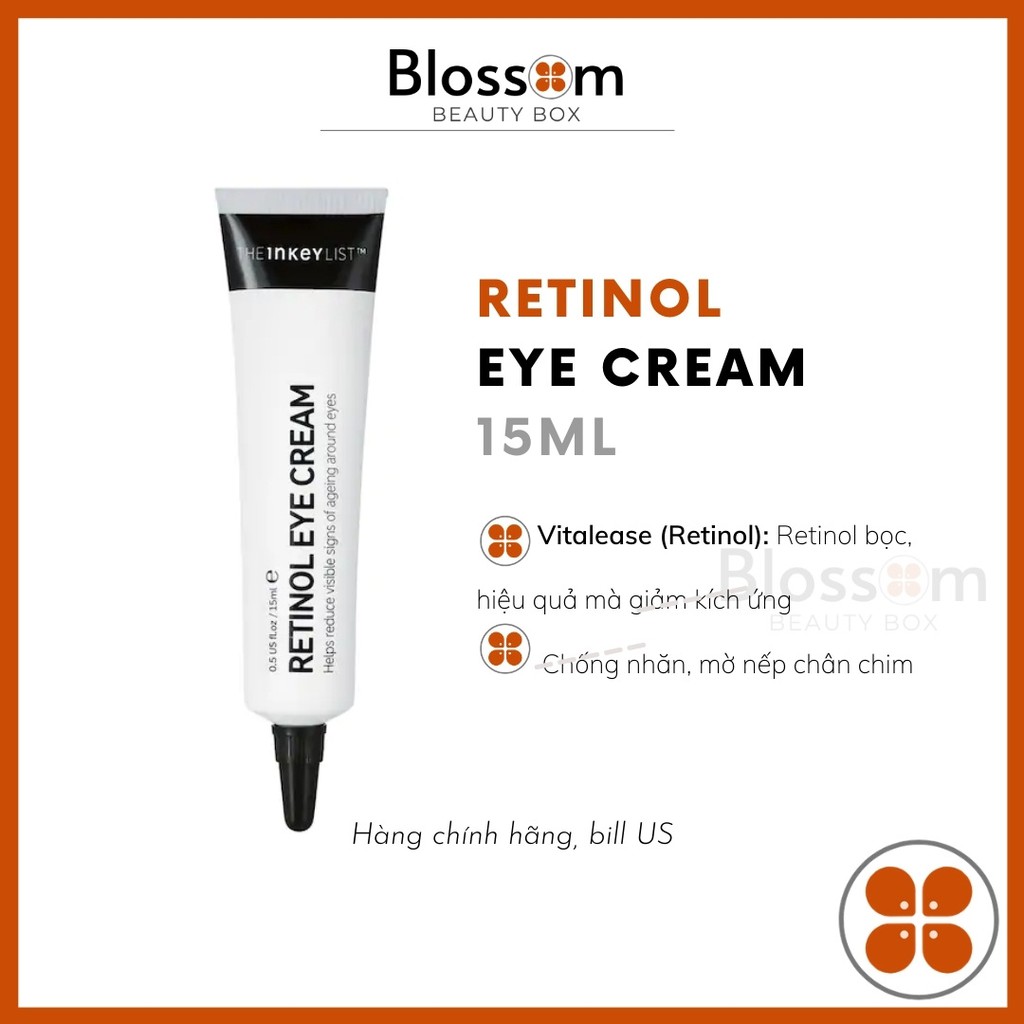 [bill US] Kem dưỡng mắt RETINOL EYE CREAM The Inkey List 15mL