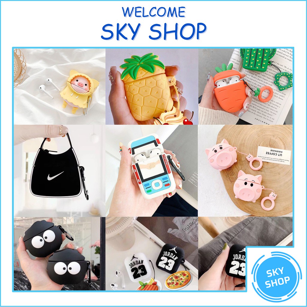 Vỏ Ốp Case Airpod Airpods bảo vệ bao đựng tai nghe không dây bluetooth 1/2/Pro/i12/i9/i7/tws chống va đập - Sky Shop
