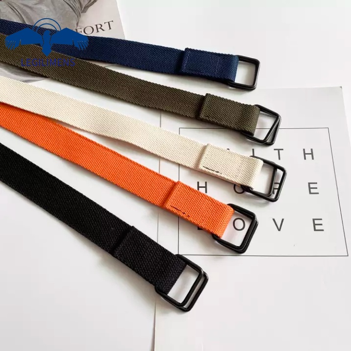 Thắt Lưng Vải Canvas Màu Đen Khóa Chữ D Phong Cách Punk Thời Trang