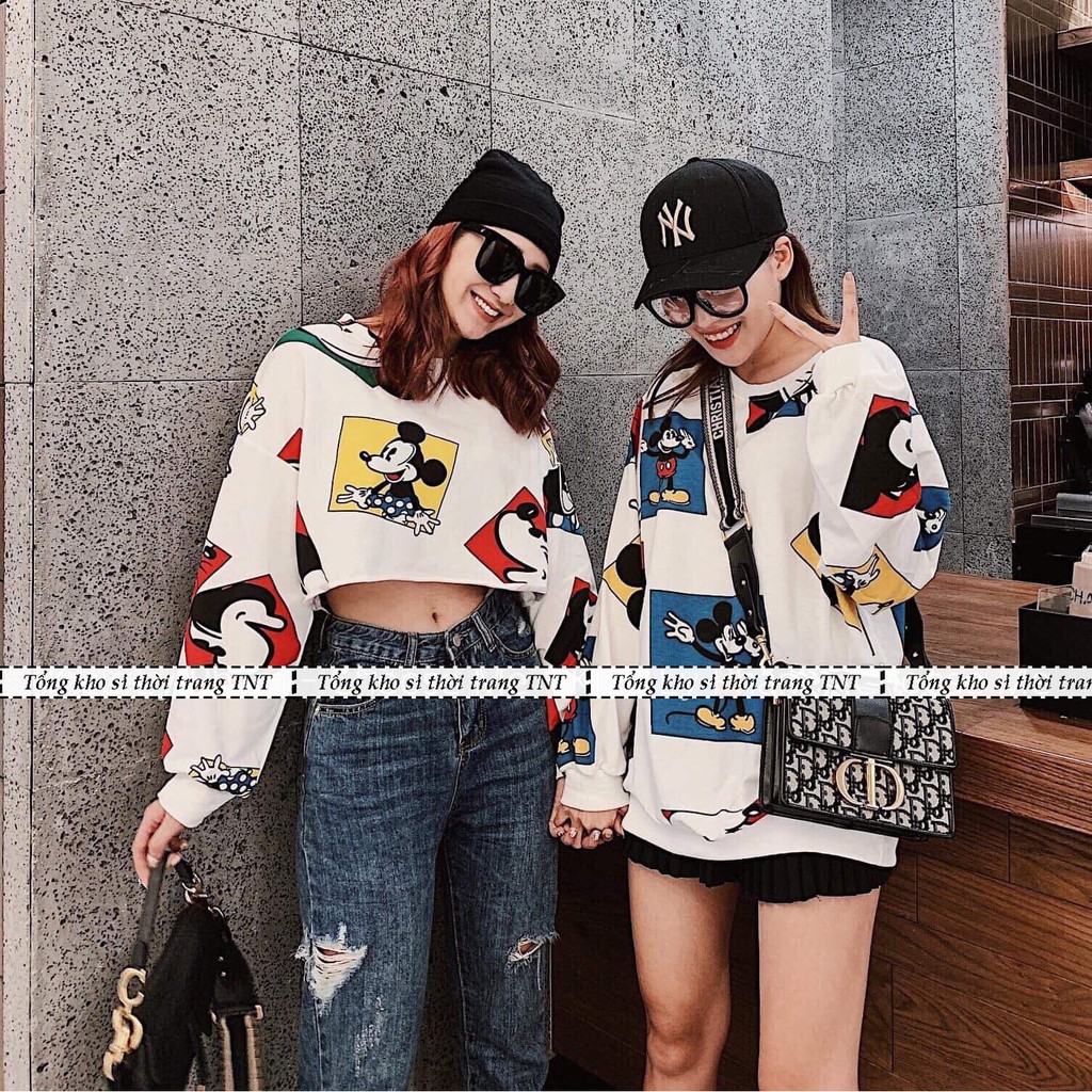 Áo mickey dài tay 2 kiểu