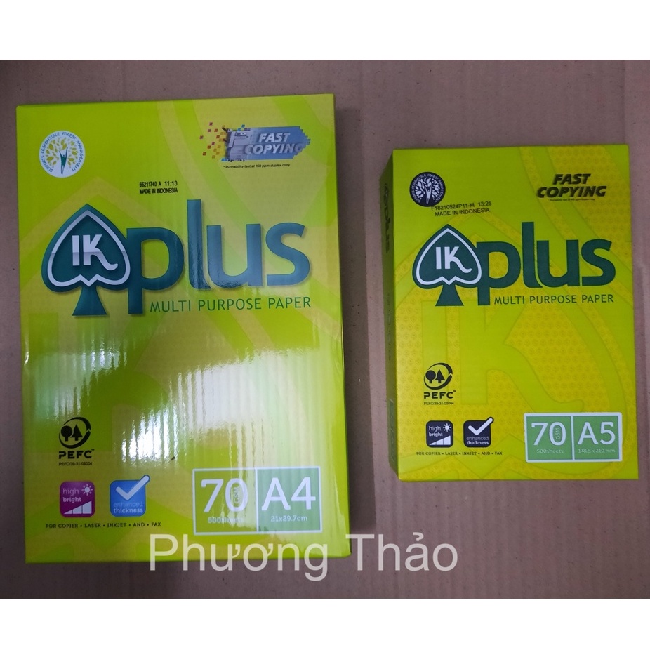 500 Tờ Giấy In IK PLUS A4, A5 70g Indonesia, Chính Hãng.