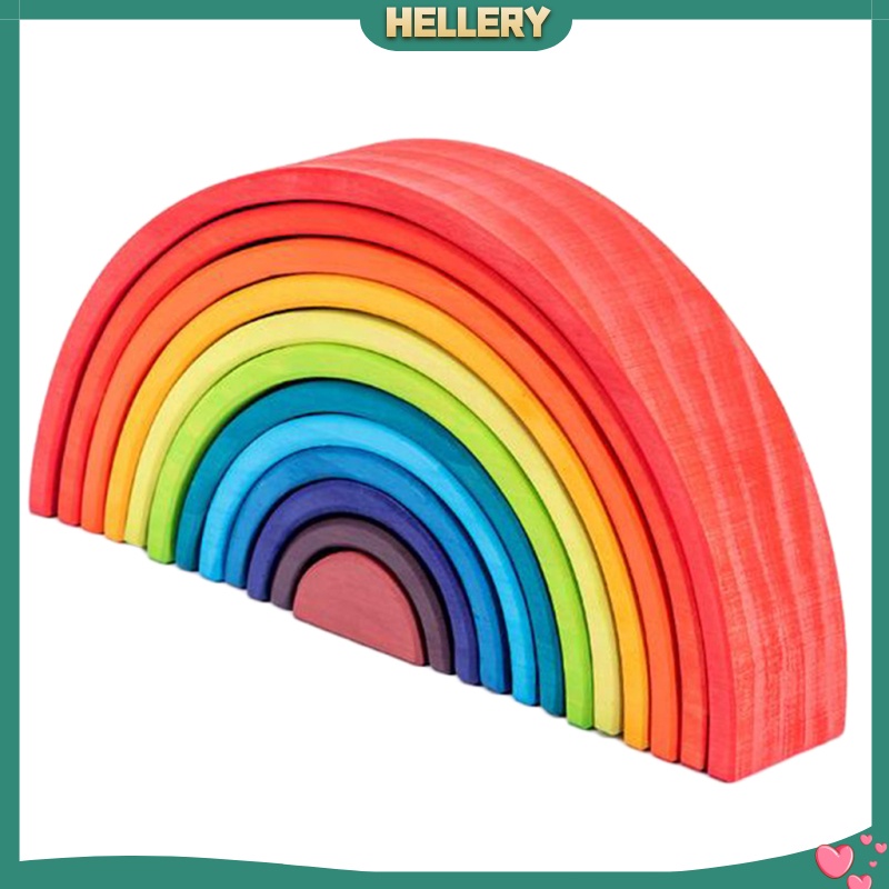 [HelleryVN] X Đồ Chơi Xếp Chồng Vòm Bằng Gỗ Màu Cầu Vồng Tay Mắt Cho Trẻ Em