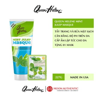Mặt Nạ Đất Sét Queen Helene Mint Julep Masque 227g Mỹ + Tặng 01 Mặt Nạ Dưỡng Da