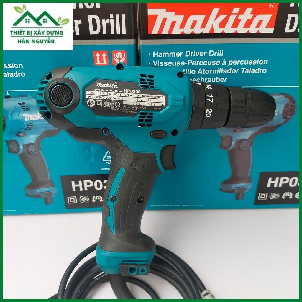 Máy khoan Makita HP0300 đầu tự động 10mm 3 chức năng,khoan điện,Tặng kèm 1 mũi vít 2 đầu