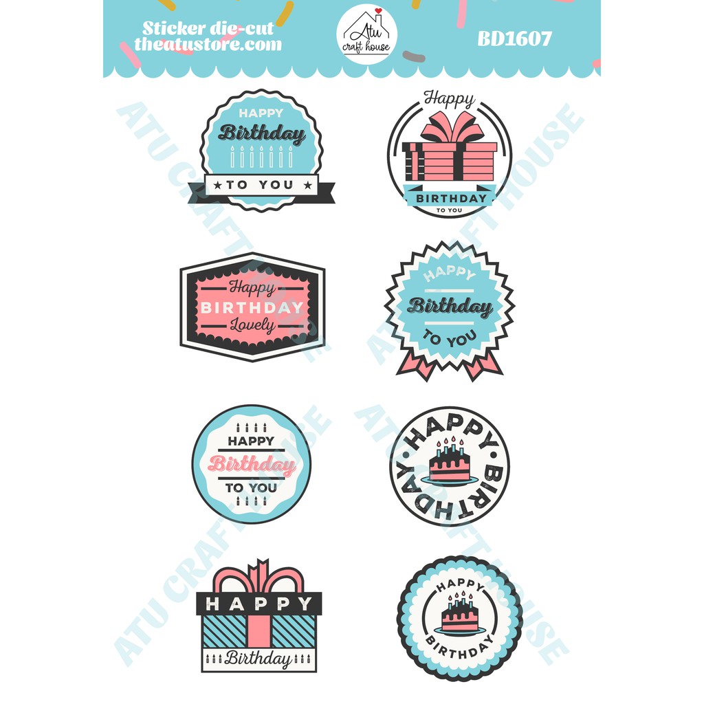 SINH NHẬT - Sticker die-cut - Sticker cắt rời - Nguyên liệu làm Scrapbook Handmade