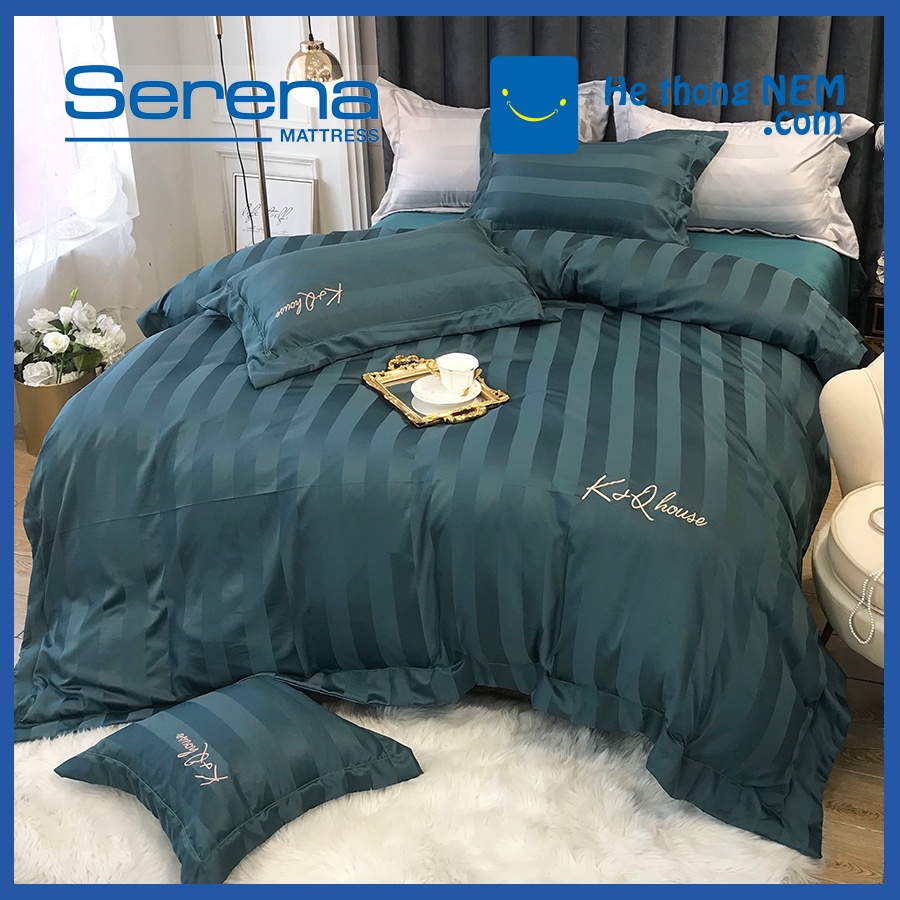 Bộ Chăn Ga Gối 5 Món Lụa Hàn SERENA Drap Trải Giường Set Chăn Ga Gối - Hệ Thống Nệm