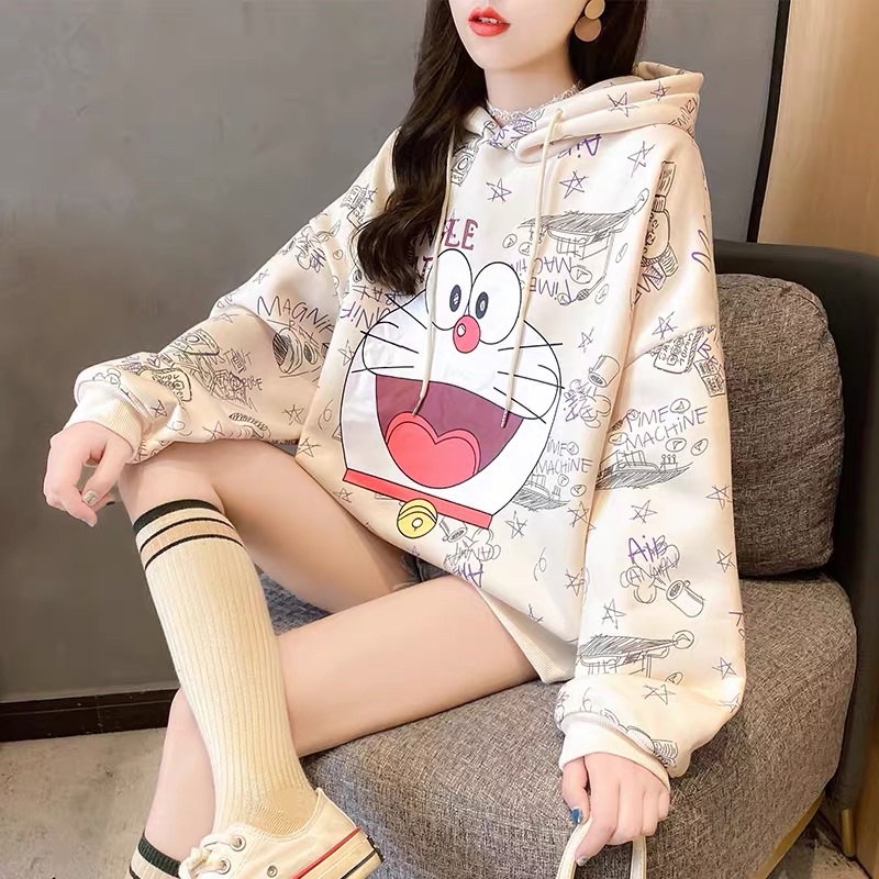 [Jamela] Áo hoodie nữ Doreamon thời trang Hàn Quốc