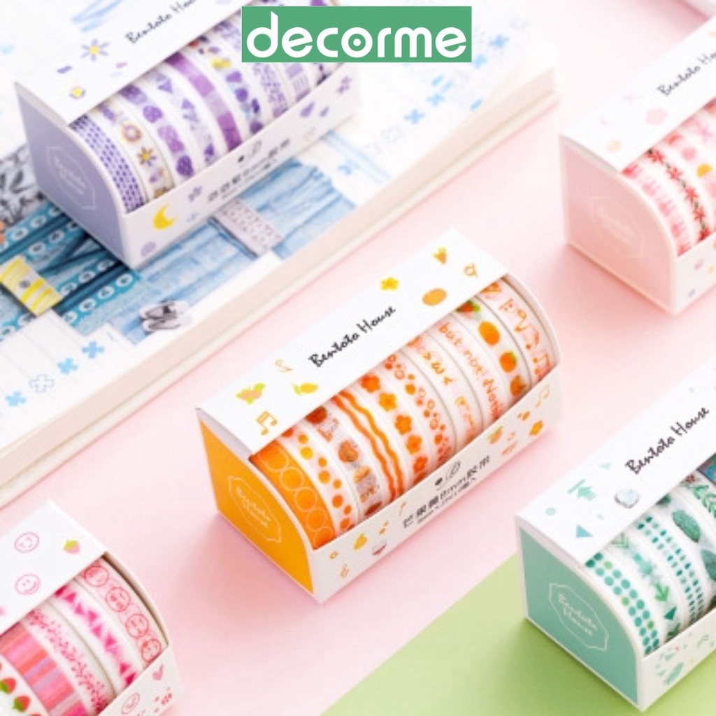 Set 10 băng dính giấy họa tiết TONE 8mm*2m (washi tape)