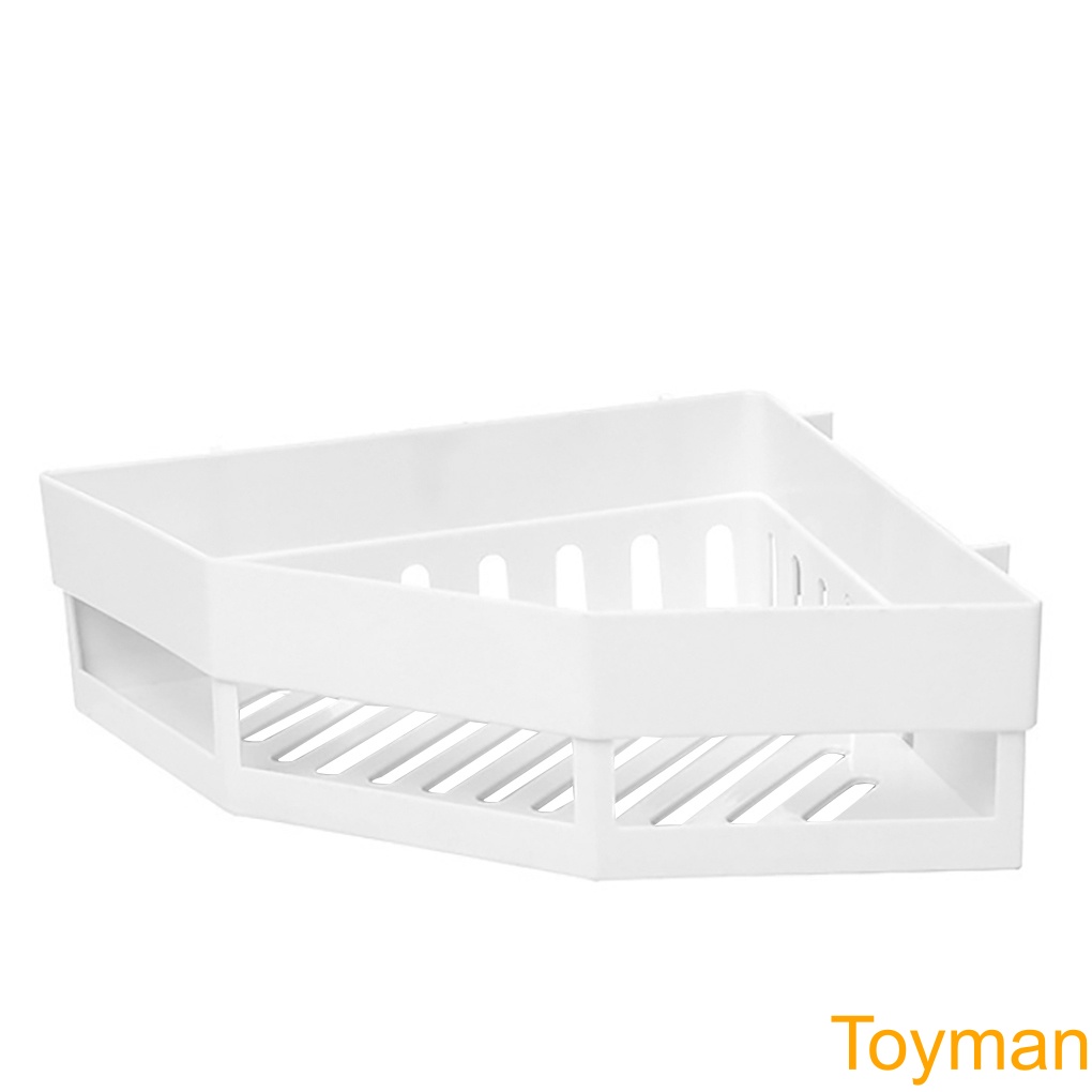 TM-Bathroom Corner Storage Rack Holder Self Adhesive Wall Mounted Shampoo Shower Basket Washing Shelf