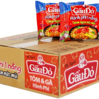 Thùng 30 gói mì Gấu Đỏ tôm và gà 63g