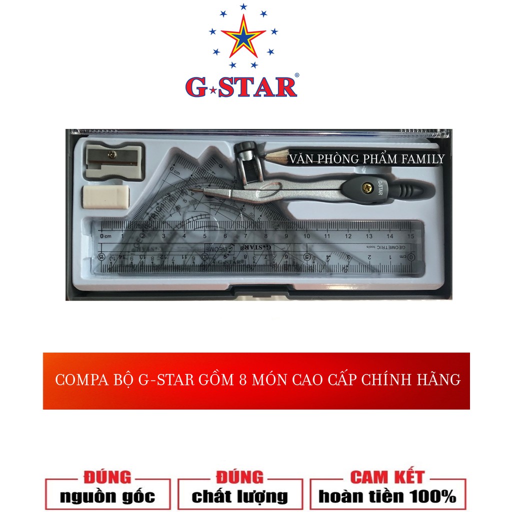 Compa Bộ 8 Món Cao Cấp Gstar U118 Chì Gỗ