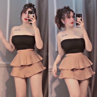 chân váy 2 tầng dập li