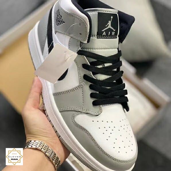 (FREESHIP+FULLBOX) Giày Thể Thao AIR JORDAN 1 Retro High Light Smoke Grey Cao Cổ Xám Logo đen Clever Man Store