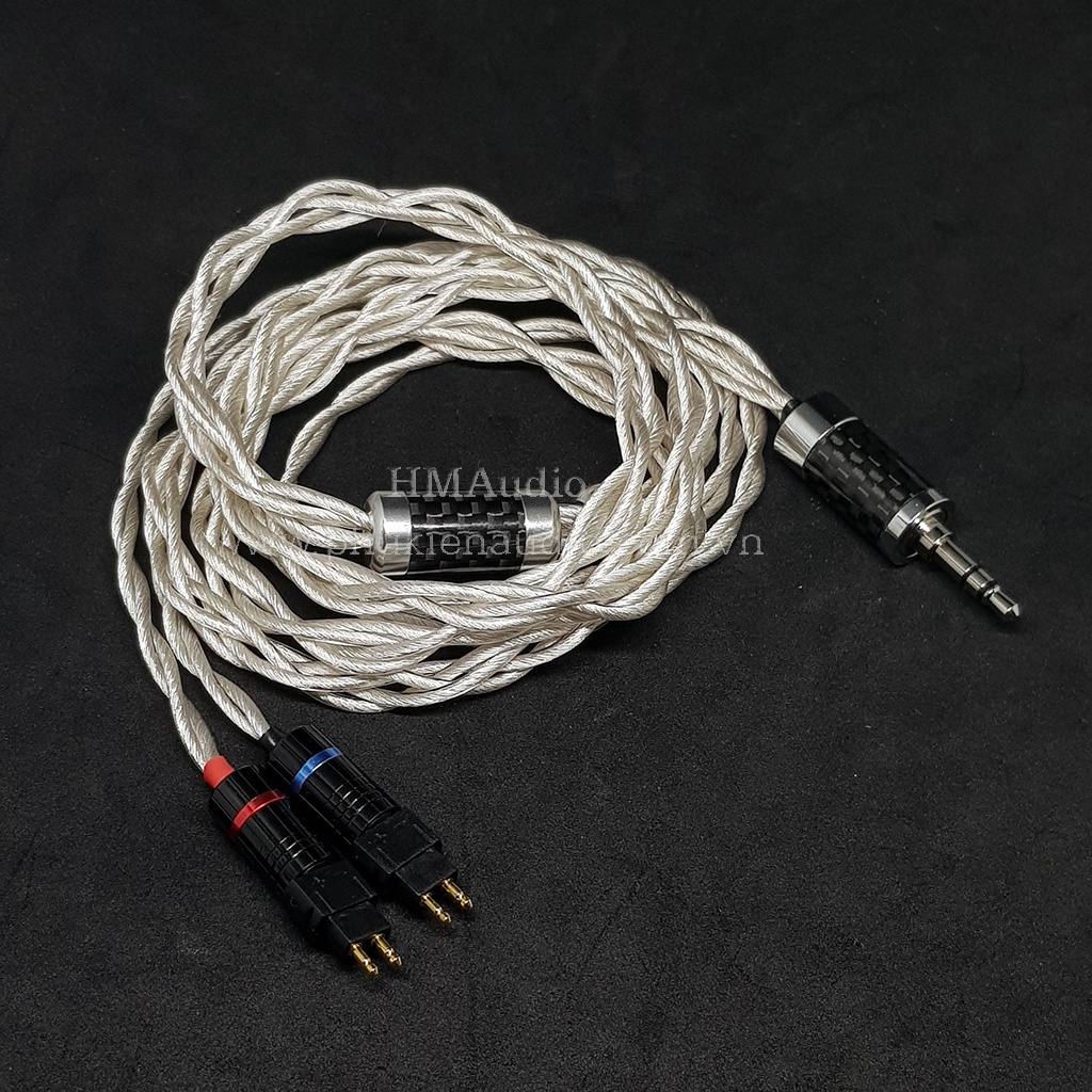 Dây tai nghe đồng mạ bạc OFC 1.8mm tết 4 - Connector Sennheiser HD650 HD600 HD660s HD25
